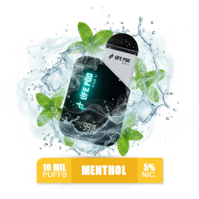 MENTHOL + LIFE POD 10K PUFFS + KIT COMPLETO