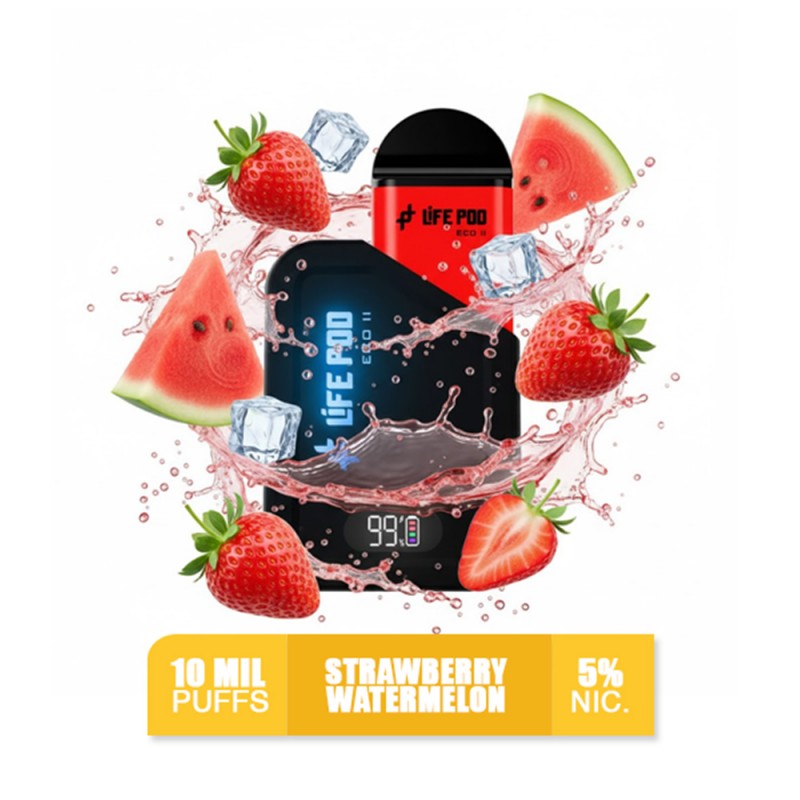 STRAWBERRY WATERMELON + LIFE POD 10K PUFFS + KIT COMPLETO